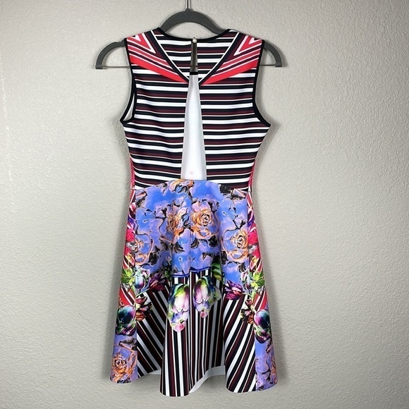Clover Canyon Floral Maze Dress Scuba Fit and Flare Geo Multi Color Sz XS - Picture 5 of 14